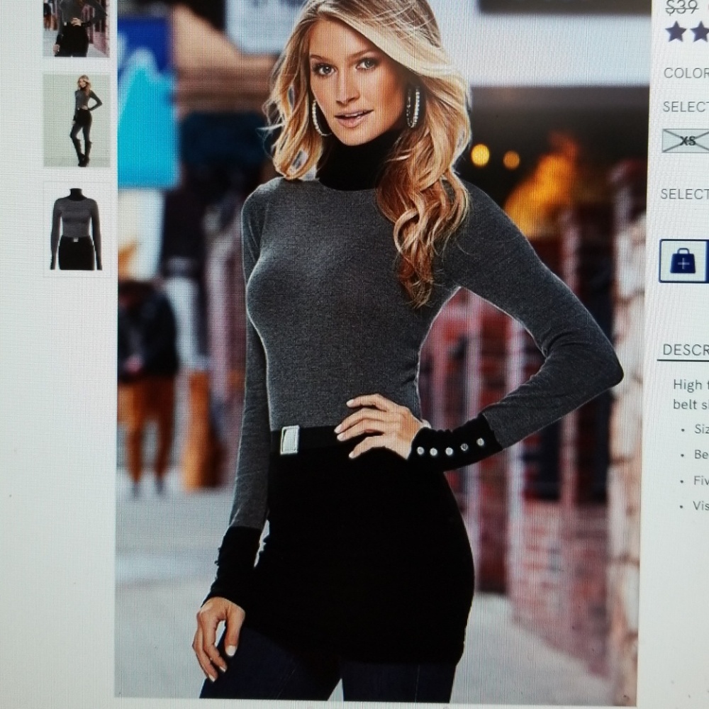 Belted turtle neck sweater